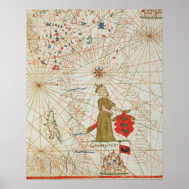 Póster El Imperio Turco, de un atlas náutico de 1646 (Frente)