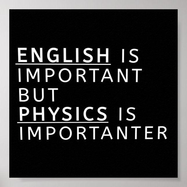 Póster el inglés es importante, pero la física es importa (Frente)