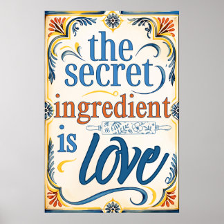 Póster El Ingrediente Secreto Es Amor Cocina Vintage