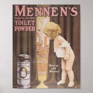 Póster El inodoro de Mennen vintage en polvo para niños P