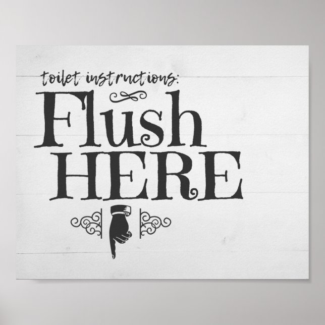 Póster El inodoro Flush Funny Baño Rótulo Wall Art (Frente)