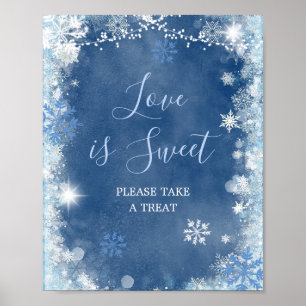 Póster El invierno azul blanco copo de nieve el amor de n