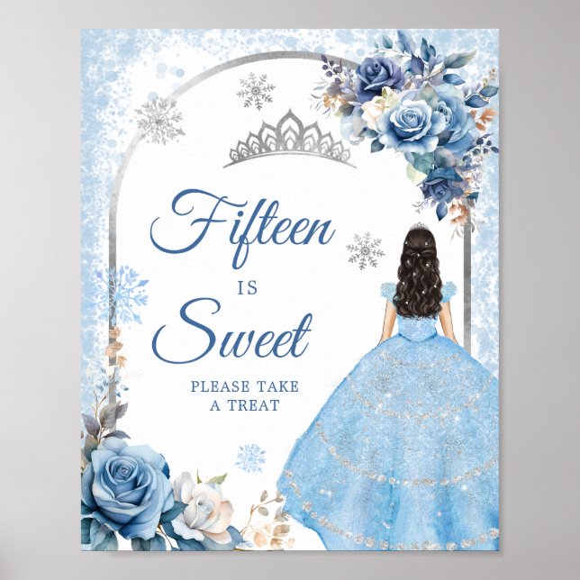 Póster El invierno azul copo de nieve Mi Quince es dulce (Frente)