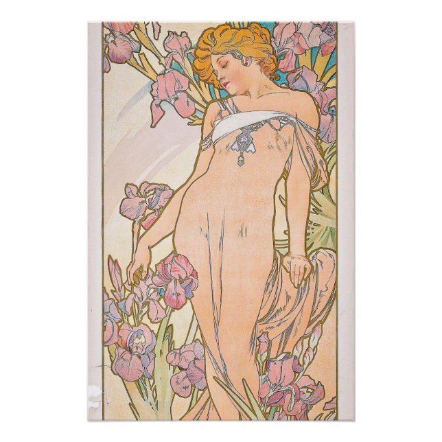 Póster El Iris (1897) de Alphonse Mucha (Anverso)