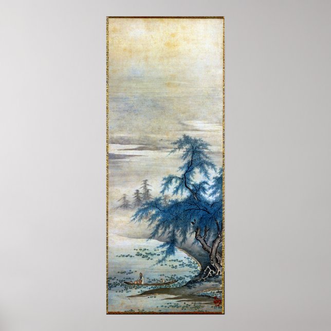 Póster El japonés de época Zhou Maoshu apreciando los lób (Frente)