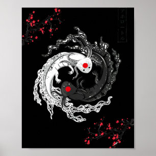 Póster El japonés Yin Yang Axolotls Anime Axolo