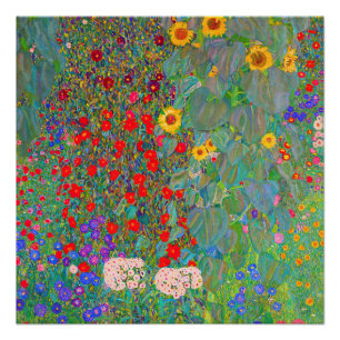Póster El jardín de la granja Gustav Klimt con girasoles