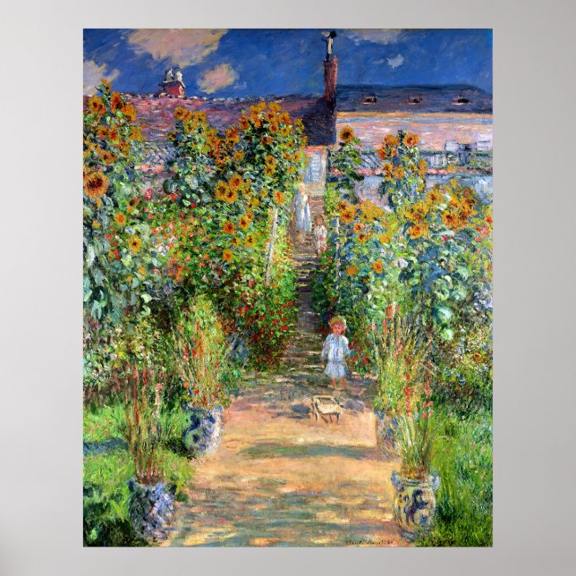 Póster El jardín del artista en Vetheuil, Claude Monet (Frente)