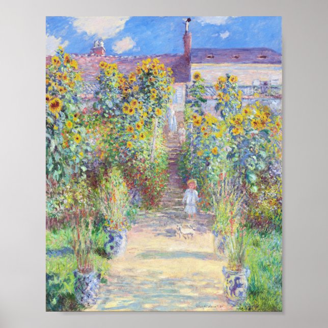 Póster El jardín del artista en Vétheuil por Claude Monet (Frente)