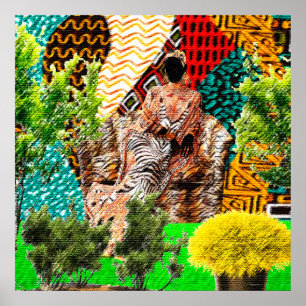 Póster El jardín interior: silueta afrocéntrica