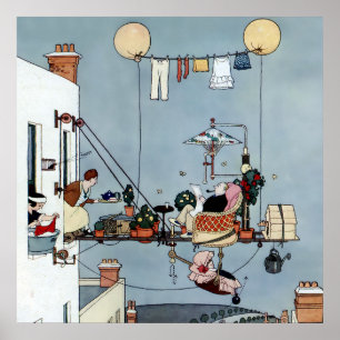 Póster “El jardín plegable” de W Heath Robinson