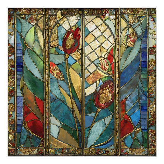 Póster El Jefe Rojo de Vidrio Manchado atiende al amanece (Anverso)