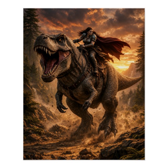 Póster El Jinete de Dinosaurios Sin Miedo (Anverso)