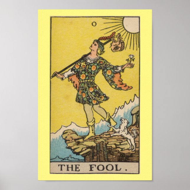 Póster El jinete Waite Smith Tarot: El tonto (Frente)