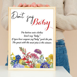 Póster El juego de Baby Shower Floral de Flores Silvestre
