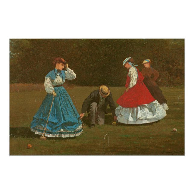 Póster El juego de croquet, 1866 (aceite sobre lienzo) (Anverso)