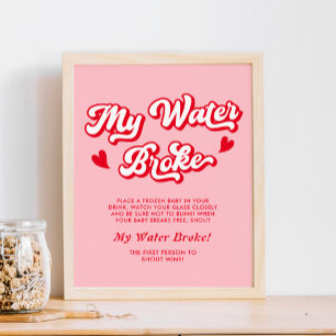 Póster El juego de San Valentín rosa Baby Shower mi salto