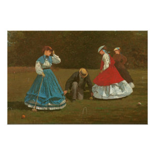 Póster El juego del croquet, 1866 (aceite en lona)