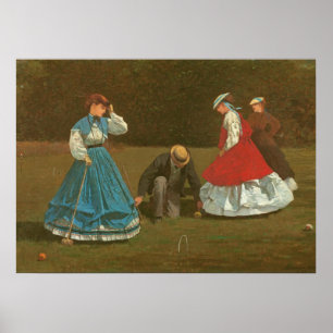 Póster El juego del croquet, 1866 (aceite en lona)