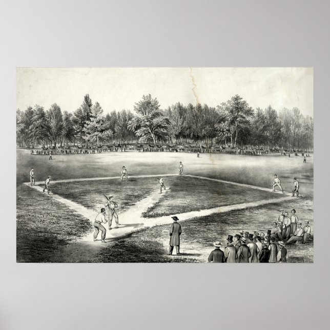 Póster El juego nacional estadounidense de béisbol - 1866 (Frente)