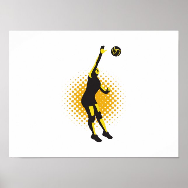 Póster El jugador de voleibol Spike Ball Retro (Frente)