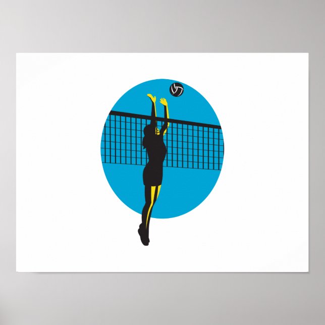 Póster El jugador de voleibol Spike Ball Retro (Frente)