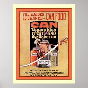 Póster El Kaiser Está Enlatado ~ Vieja Guerra Mundial 1