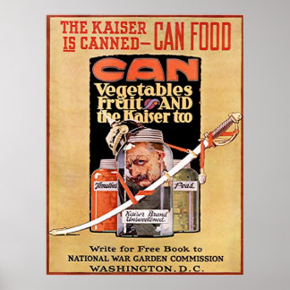 Póster El Kaiser Está Enlatado ~ Vieja Guerra Mundial 1.