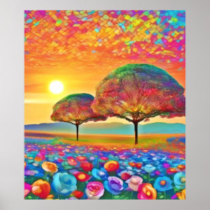 Póster El Kaleidoscopio de la naturaleza del atardecer