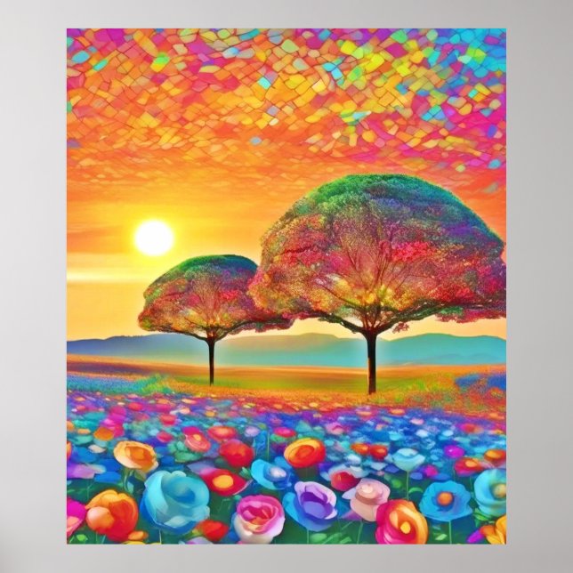 Póster El Kaleidoscopio de la naturaleza del atardecer (Frente)