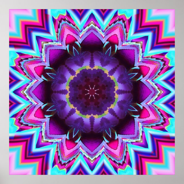 Póster El Kaleidoscopio floral, Poster de mallart fractal (Frente)