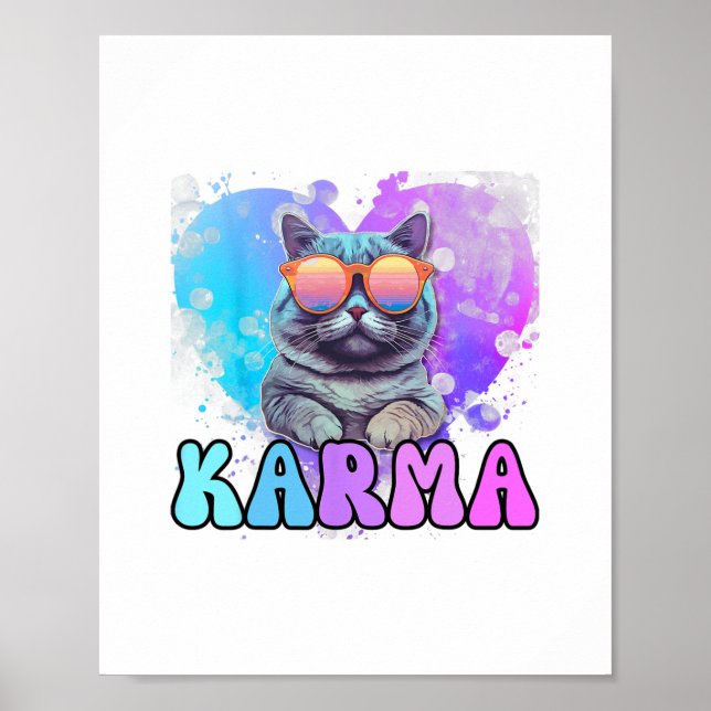 Póster el karma amante del gato karma es mi novio verano  (Frente)