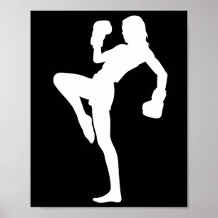 Póster El kickboxing femenino es un diseño de silueta lla