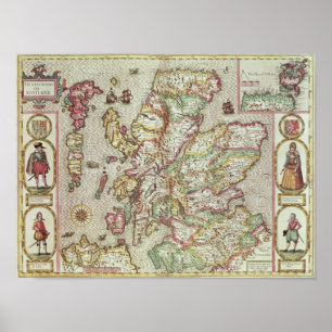 Póster El Kingdome de Escocia, grabado por Jodocus