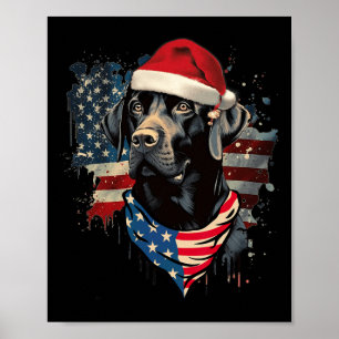 Póster El Laboratorio Negro Labrador Vintage Santa Navida