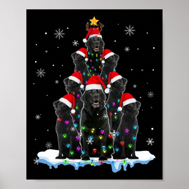 Póster El Labrador negro y el árbol de Navidad iluminan N (Frente)