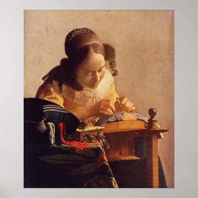 Póster El Lacemaker de Johannes Vermeer (Frente)