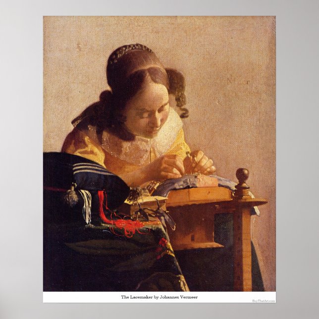 Póster El Lacemaker de Johannes Vermeer (Frente)