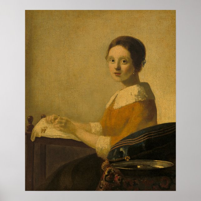 Póster El Lacemaker — Retrato Al Estilo Vermeer (Frente)