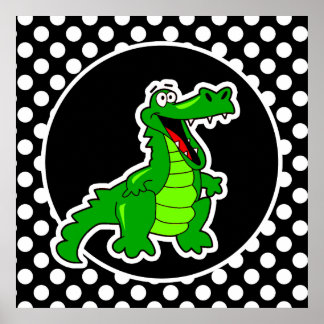 Póster El lagarto sobre los puntos de polka blanco y negr