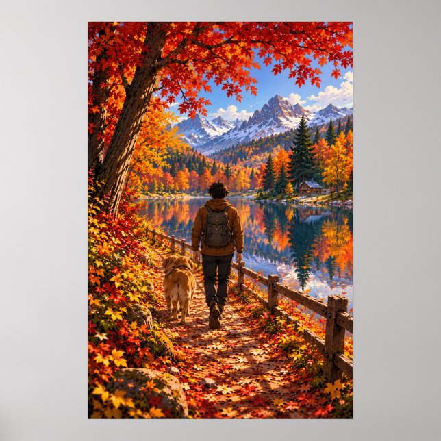 Póster El Lago de Otoño del Vagabundo (Frente)