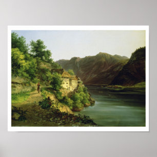 Póster El lago Hallstatter, 1824 (aceite en lona)