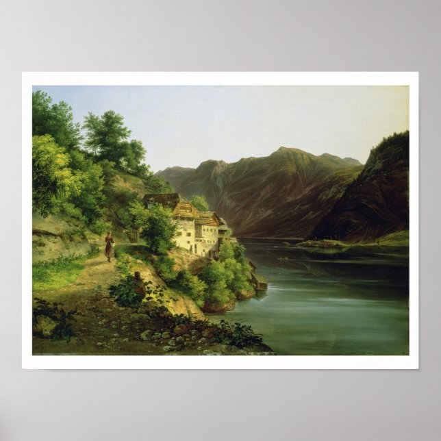 Póster El lago Hallstatter, 1824 (petróleo sobre lienzo) (Frente)