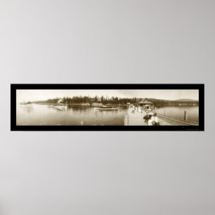 Póster El lago Tahoe, foto 1906 del muelle de CA