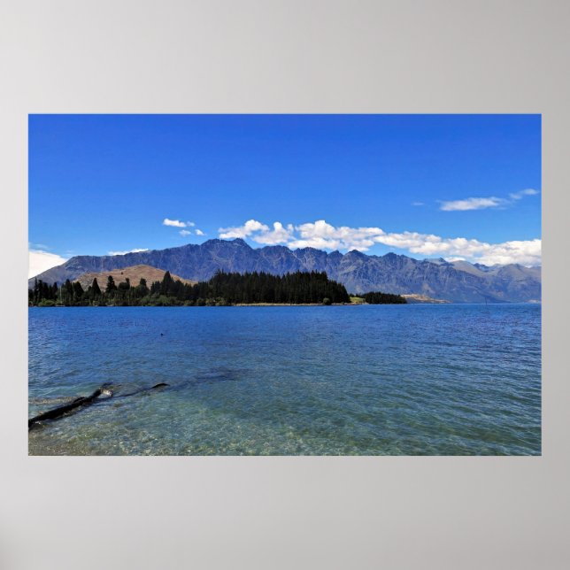 Póster El lago Wakatipu y los Remarkables (Frente)