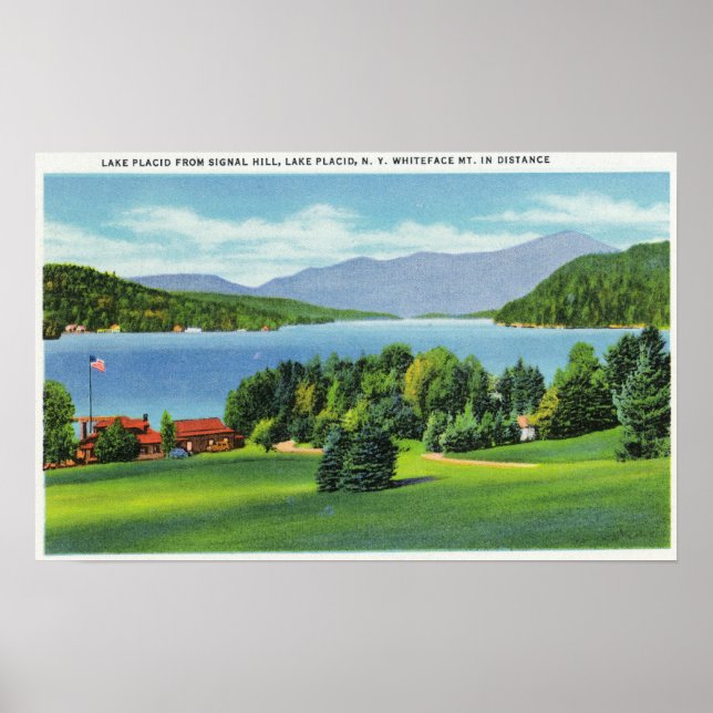 Póster El lago Whiteface Mt a distancia (Frente)