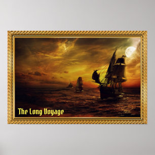 Póster El largo viaje - galeones a la vela