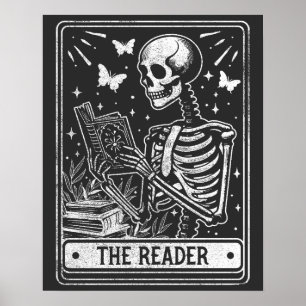 Póster El lector Skeleton leyendo Halloween