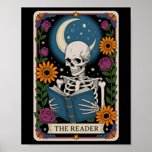 Póster El lector Tarot Card Skeleton Leyendo libro Bookwo