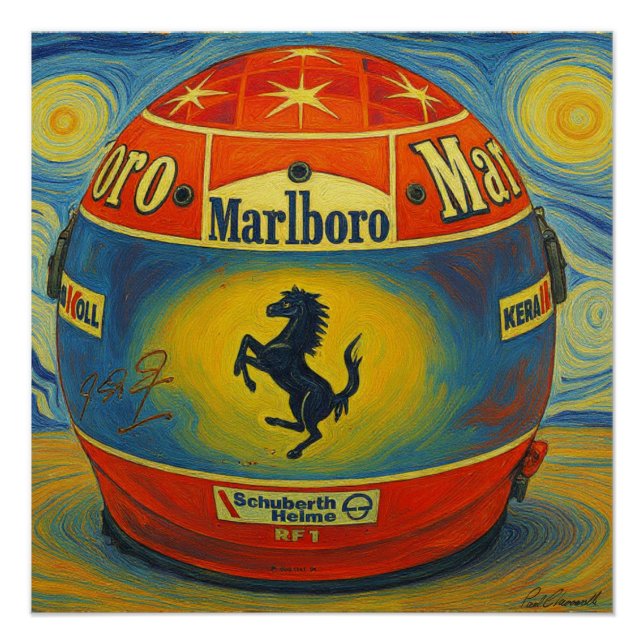 Póster El legendario casco de F1 Ferrari de Michael Schum (Anverso)